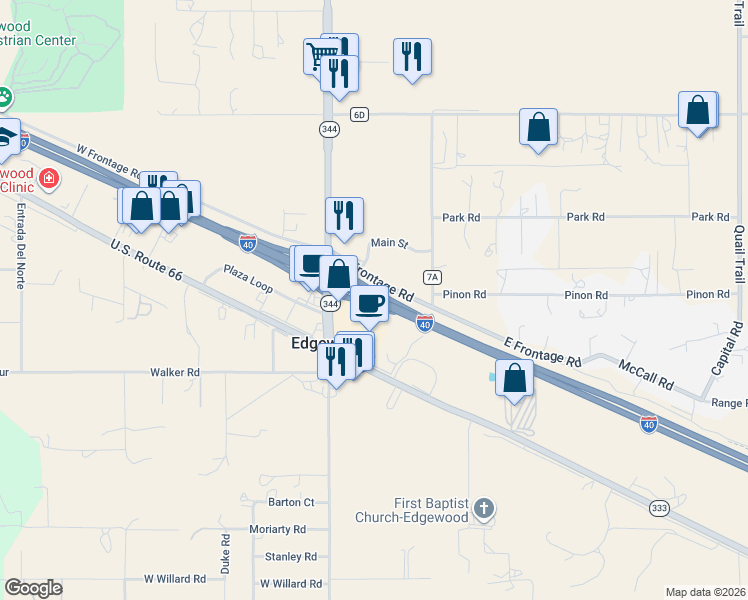 map of restaurants, bars, coffee shops, grocery stores, and more near 2 B NM 344 in Edgewood