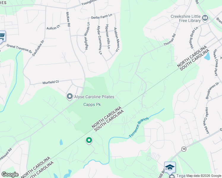 map of restaurants, bars, coffee shops, grocery stores, and more near 14004 Kentucky Home Lane in Charlotte