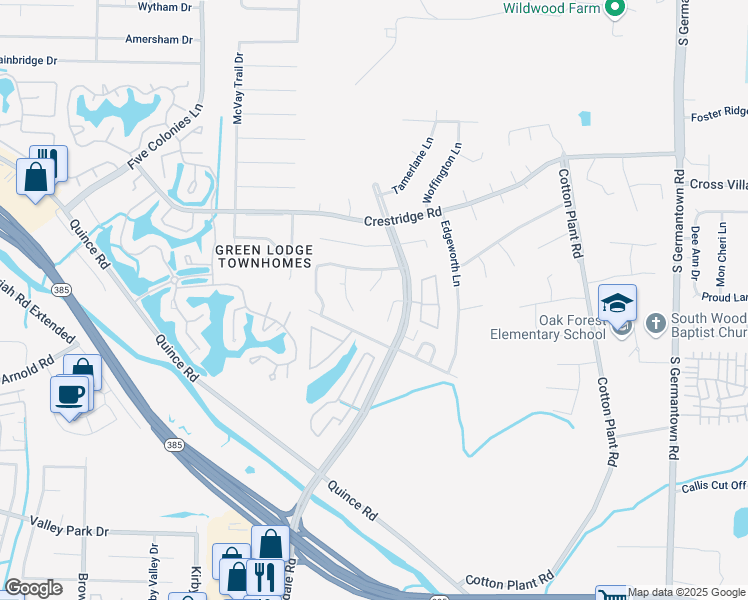 map of restaurants, bars, coffee shops, grocery stores, and more near 3154 Belsfield Cove in Memphis