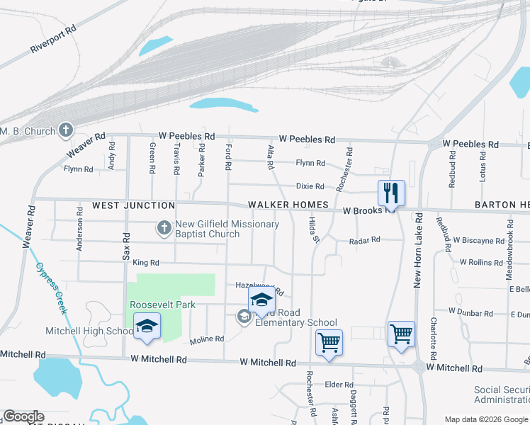 map of restaurants, bars, coffee shops, grocery stores, and more near 3157 Winslow Road in Memphis