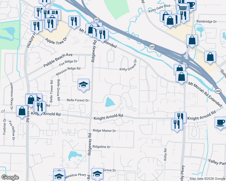 map of restaurants, bars, coffee shops, grocery stores, and more near 6277 Lake Arbor Drive in Memphis