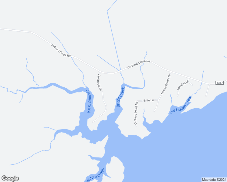 map of restaurants, bars, coffee shops, grocery stores, and more near 1144 Orchard Creek Road in Oriental
