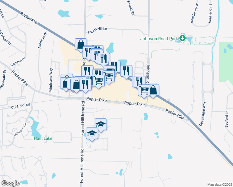 map of restaurants, bars, coffee shops, grocery stores, and more near 3179 Professional Plaza Drive in Germantown
