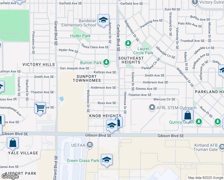 map of restaurants, bars, coffee shops, grocery stores, and more near in Albuquerque