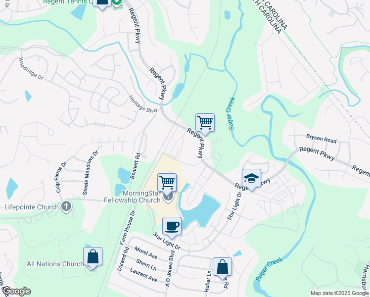 map of restaurants, bars, coffee shops, grocery stores, and more near 1042 Chateau Crossing Drive in Fort Mill