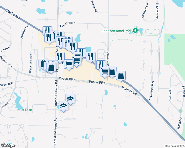 map of restaurants, bars, coffee shops, grocery stores, and more near 3106 Professional Plaza Drive in Germantown