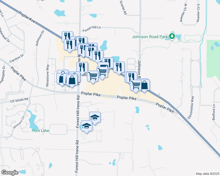 map of restaurants, bars, coffee shops, grocery stores, and more near 3179 Professional Plaza Drive in Germantown