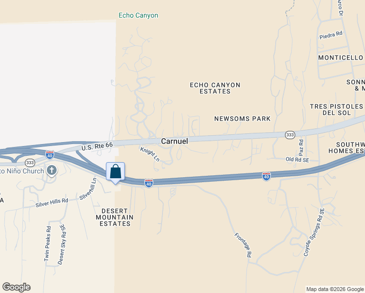 map of restaurants, bars, coffee shops, grocery stores, and more near 5 Canada De Los Alamos Road Southeast in Albuquerque