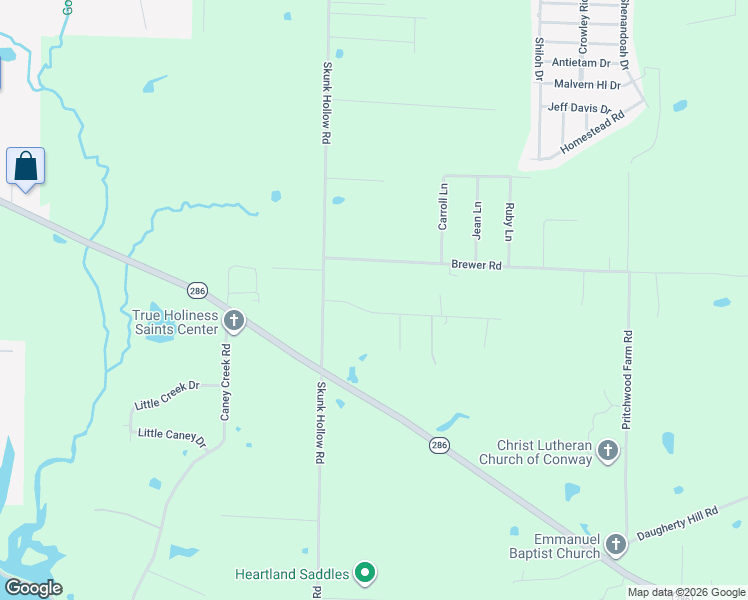 map of restaurants, bars, coffee shops, grocery stores, and more near 9 Odom Road in Conway