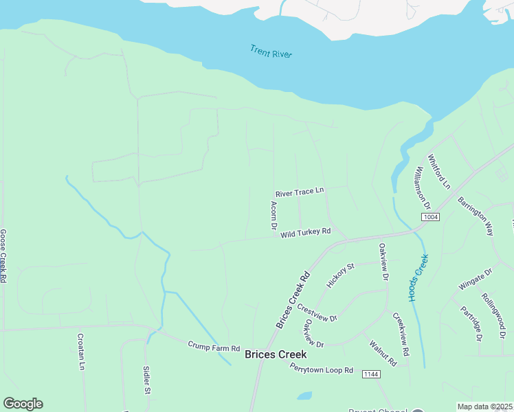 map of restaurants, bars, coffee shops, grocery stores, and more near 115 Ferret Run Lane in New Bern