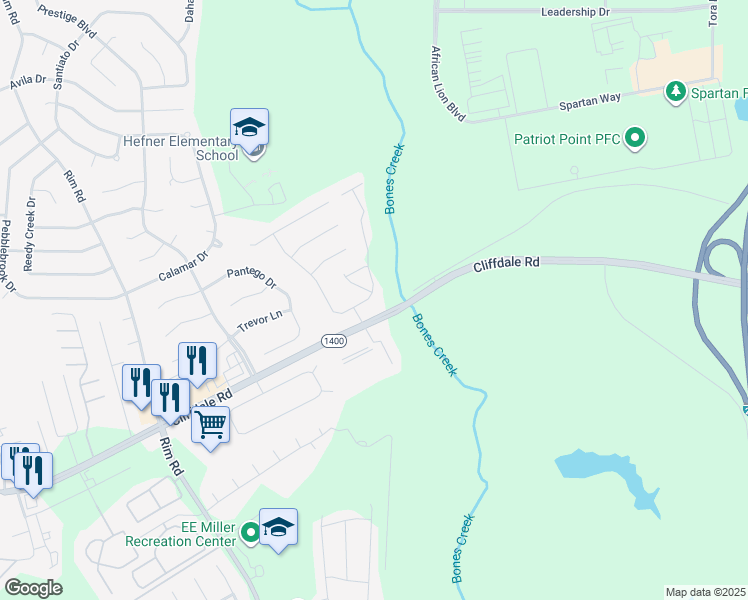 map of restaurants, bars, coffee shops, grocery stores, and more near 6835 Bone Creek Drive in Fayetteville