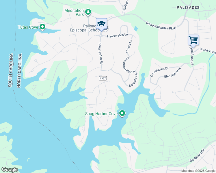map of restaurants, bars, coffee shops, grocery stores, and more near 17435 Saranita Place in Charlotte