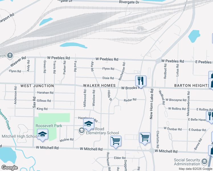 map of restaurants, bars, coffee shops, grocery stores, and more near 369 Dixie Road in Memphis