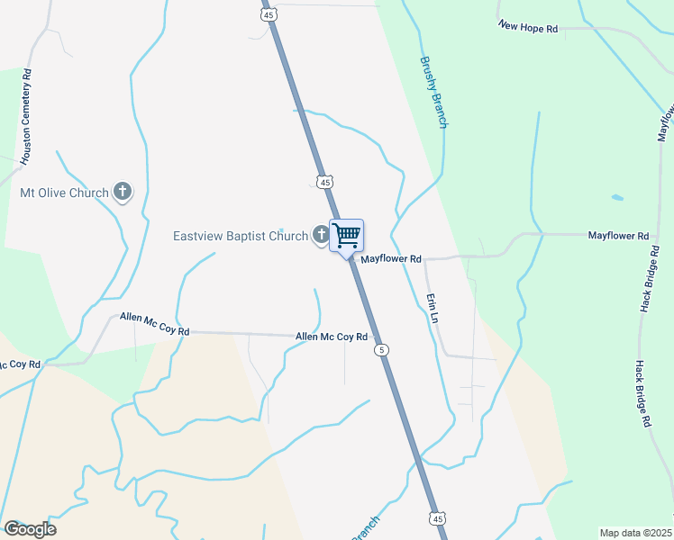 map of restaurants, bars, coffee shops, grocery stores, and more near 7749 U.S. 45 in Ramer
