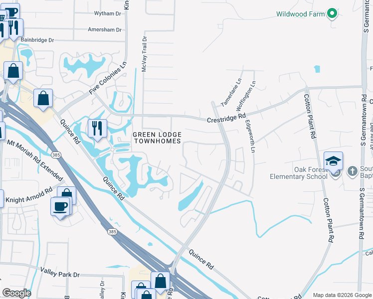 map of restaurants, bars, coffee shops, grocery stores, and more near 3114 Caledonian Road in Memphis