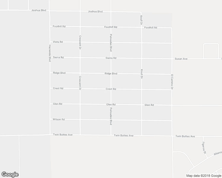 map of restaurants, bars, coffee shops, grocery stores, and more near Crest Road in California City