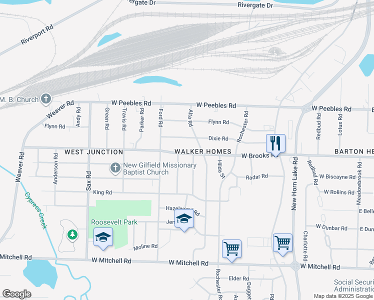 map of restaurants, bars, coffee shops, grocery stores, and more near 428 West Brooks Road in Memphis