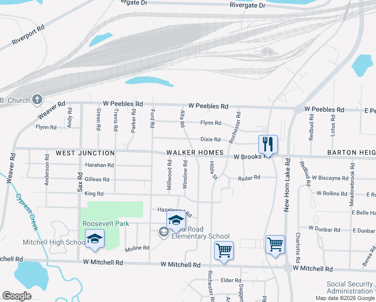 map of restaurants, bars, coffee shops, grocery stores, and more near 429 Dixie Road in Memphis