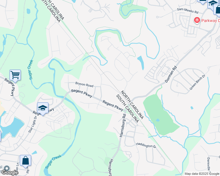 map of restaurants, bars, coffee shops, grocery stores, and more near 1036 Garrow Road in Fort Mill