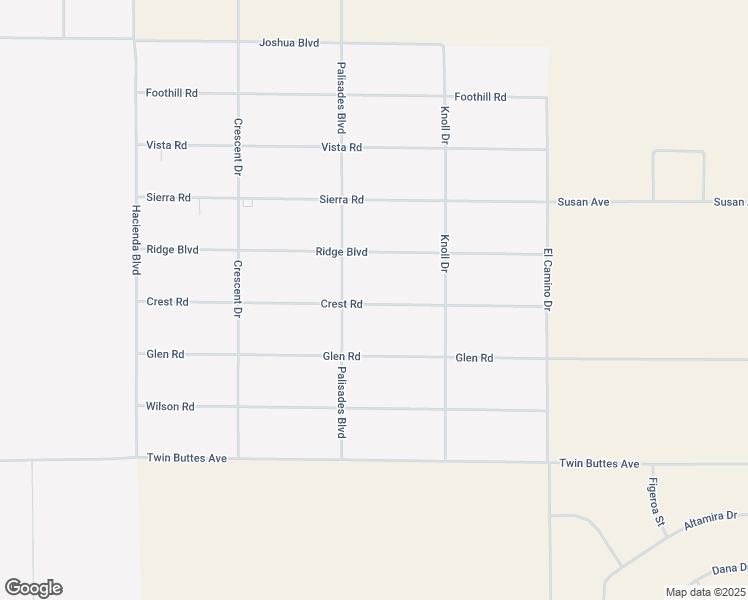 map of restaurants, bars, coffee shops, grocery stores, and more near 10351 Crest Road in California City