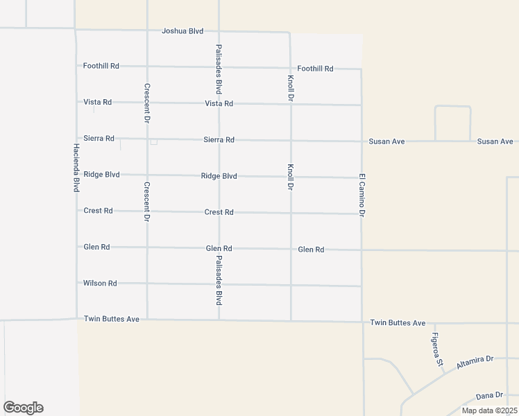 map of restaurants, bars, coffee shops, grocery stores, and more near 10351 Crest Road in California City