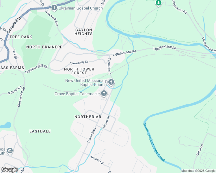 map of restaurants, bars, coffee shops, grocery stores, and more near 2628 Acuff Street in Chattanooga