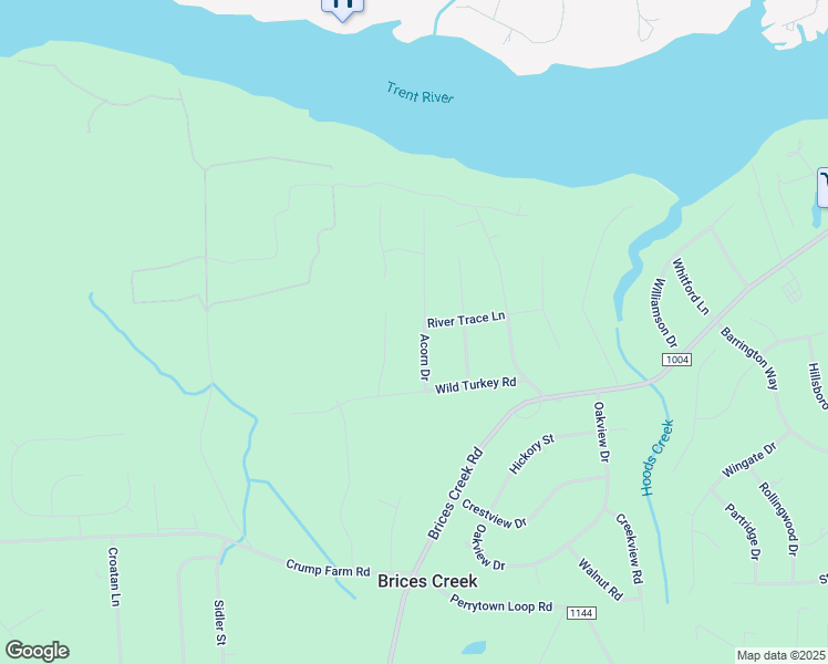 map of restaurants, bars, coffee shops, grocery stores, and more near 1985 Acorn Drive in New Bern