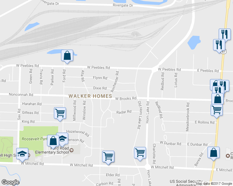 map of restaurants, bars, coffee shops, grocery stores, and more near 279 Dixie Road in Memphis