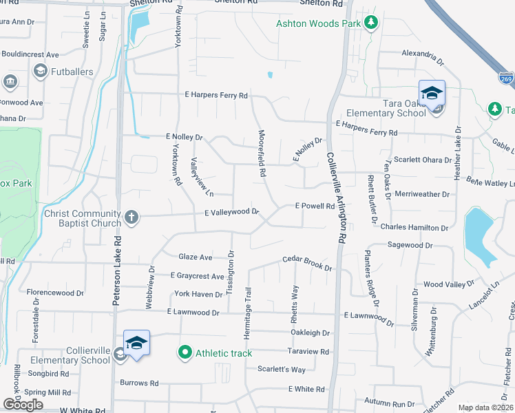 map of restaurants, bars, coffee shops, grocery stores, and more near 890 Wood Cove in Collierville