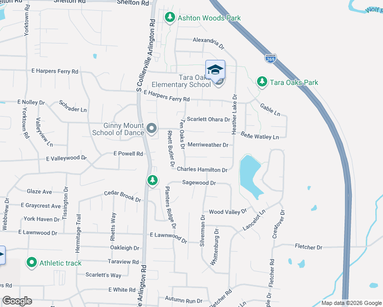 map of restaurants, bars, coffee shops, grocery stores, and more near 540 Wilkes Cove in Collierville