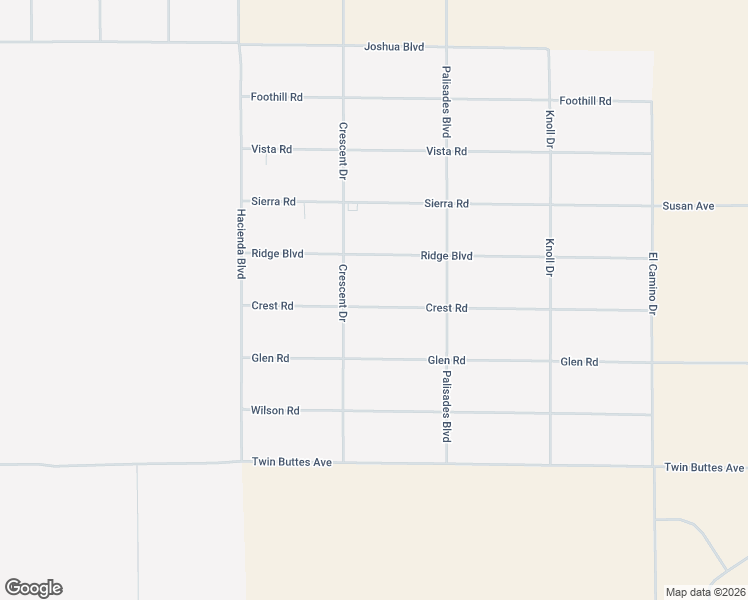 map of restaurants, bars, coffee shops, grocery stores, and more near 10155 Crest Road in California City