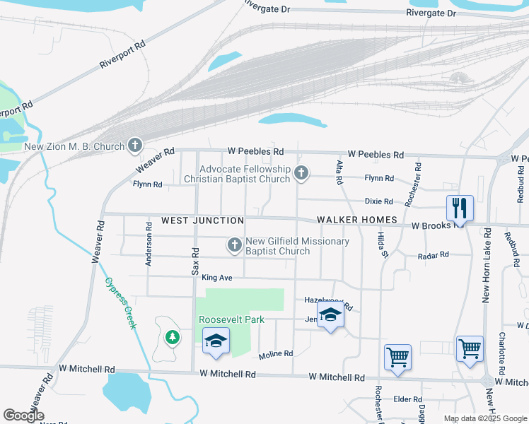 map of restaurants, bars, coffee shops, grocery stores, and more near 554 Nonconnah Road in Memphis