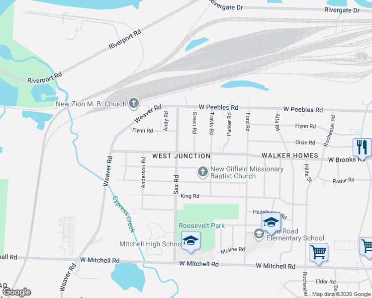 map of restaurants, bars, coffee shops, grocery stores, and more near 640 Nonconnah Road in Memphis
