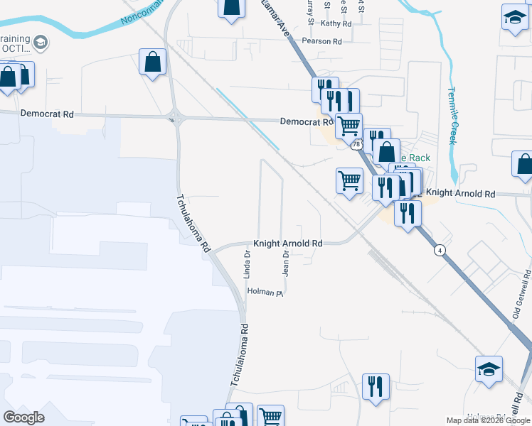 map of restaurants, bars, coffee shops, grocery stores, and more near 3104 Linda Drive in Memphis