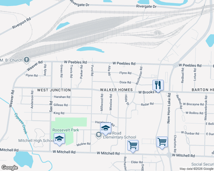 map of restaurants, bars, coffee shops, grocery stores, and more near 429 Dixie Road in Memphis