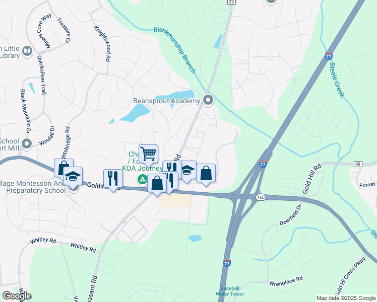 map of restaurants, bars, coffee shops, grocery stores, and more near 814 Ayrshire Avenue in Fort Mill