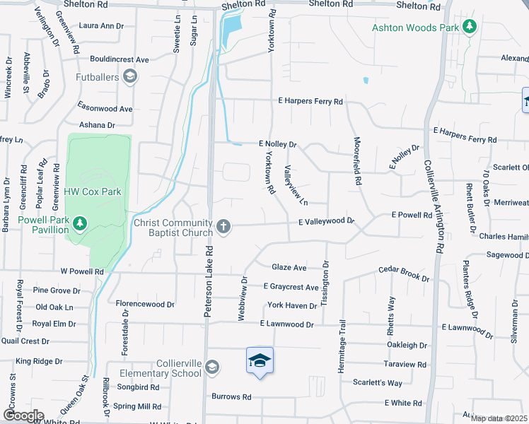 map of restaurants, bars, coffee shops, grocery stores, and more near 899 Valleywood Cove in Collierville