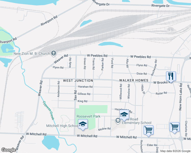 map of restaurants, bars, coffee shops, grocery stores, and more near 600 Nonconnah Road in Memphis
