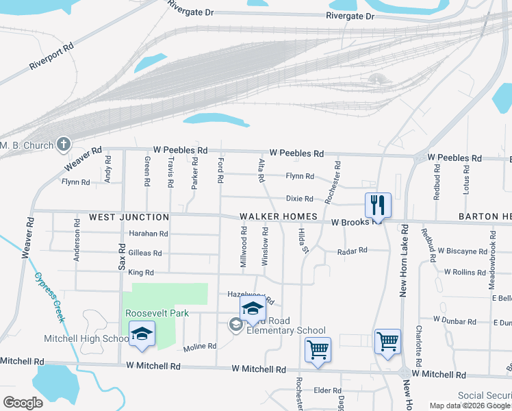 map of restaurants, bars, coffee shops, grocery stores, and more near 429 Dixie Road in Memphis