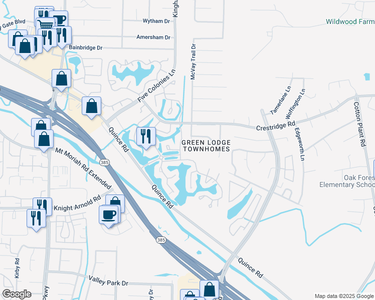 map of restaurants, bars, coffee shops, grocery stores, and more near 3083 McVay Trail Drive in Memphis