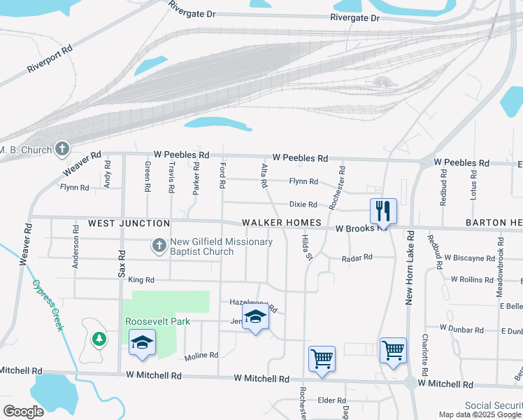 map of restaurants, bars, coffee shops, grocery stores, and more near 429 Dixie Road in Memphis