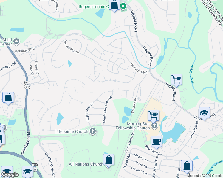 map of restaurants, bars, coffee shops, grocery stores, and more near 209 Ansley Walk Lane in Fort Mill