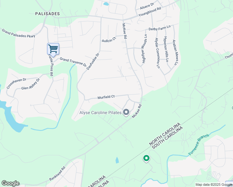 map of restaurants, bars, coffee shops, grocery stores, and more near 14605 Murfield Court in Charlotte