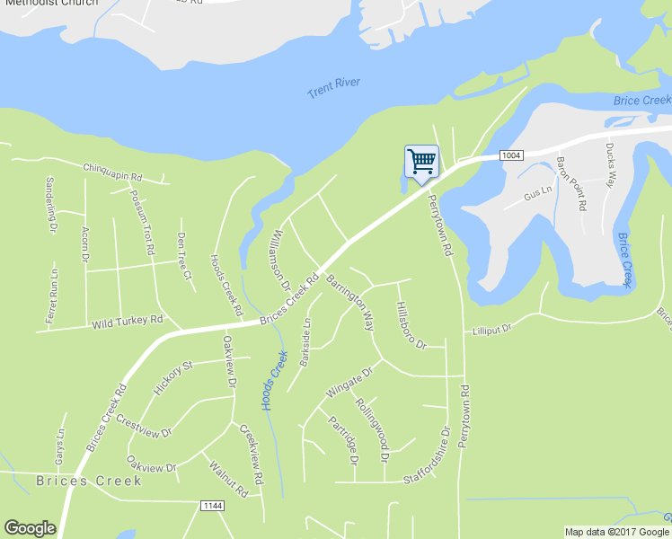 map of restaurants, bars, coffee shops, grocery stores, and more near 111 Iverson Lane in New Bern