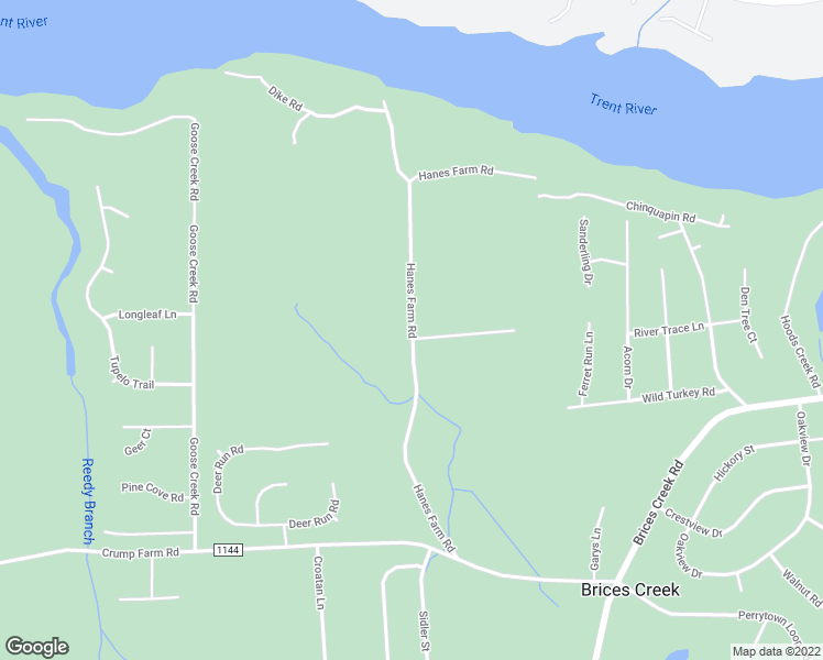 map of restaurants, bars, coffee shops, grocery stores, and more near Hanes Farm Road in New Bern