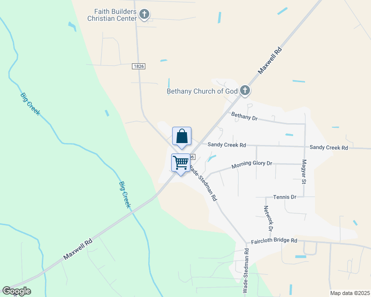 map of restaurants, bars, coffee shops, grocery stores, and more near 2220 Wade-Stedman Road in Stedman