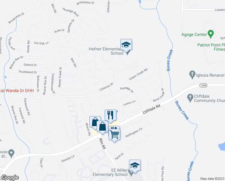map of restaurants, bars, coffee shops, grocery stores, and more near 7098 Pantego Drive in Fayetteville