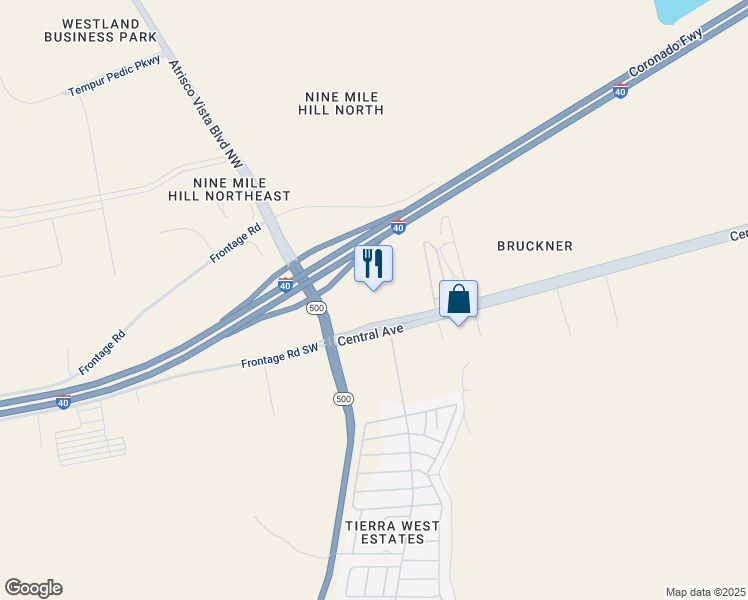 map of restaurants, bars, coffee shops, grocery stores, and more near 15027 Central Avenue Southwest in Albuquerque