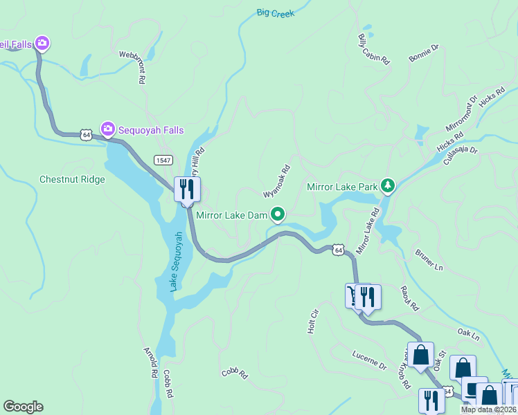 map of restaurants, bars, coffee shops, grocery stores, and more near 309 Chowan Drive in Highlands
