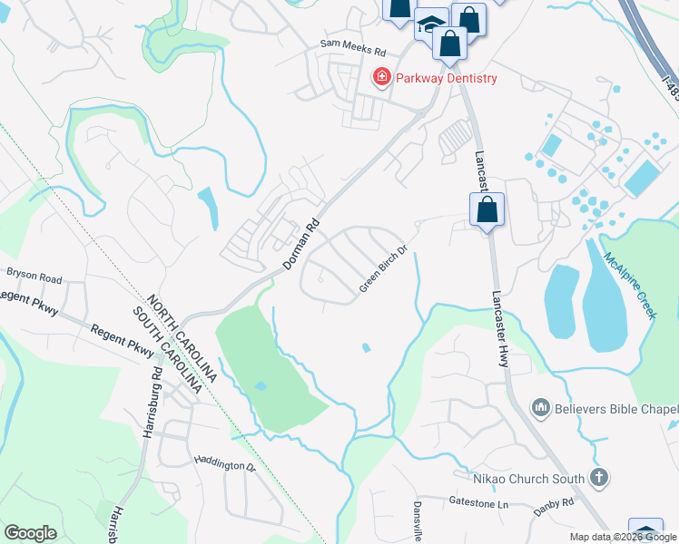 map of restaurants, bars, coffee shops, grocery stores, and more near 12021 Virginia Pine Lane in Pineville